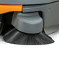 Close-up of the optional second side brush (1 piece) for Balimat 6500 from Diversey Deutschland GmbH & Co. OHG, with black bristles and gray-orange housing, factory mounted as part of the product.