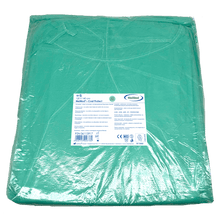 MaiMed-Coat Protect, protective gown made of fleece, green non-sterile, elastic sleeve cuffs, length 120cm, 10 pieces | Pack (10 pieces)