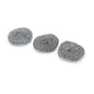Three Nölle Profi Brush pot cleaners (3-pack, total 30g) made of metal by Nölle Profi Brush Bürsten- & Pinseltechnik e.K. lie side by side on a white background - ideal for efficient kitchen cleaning.