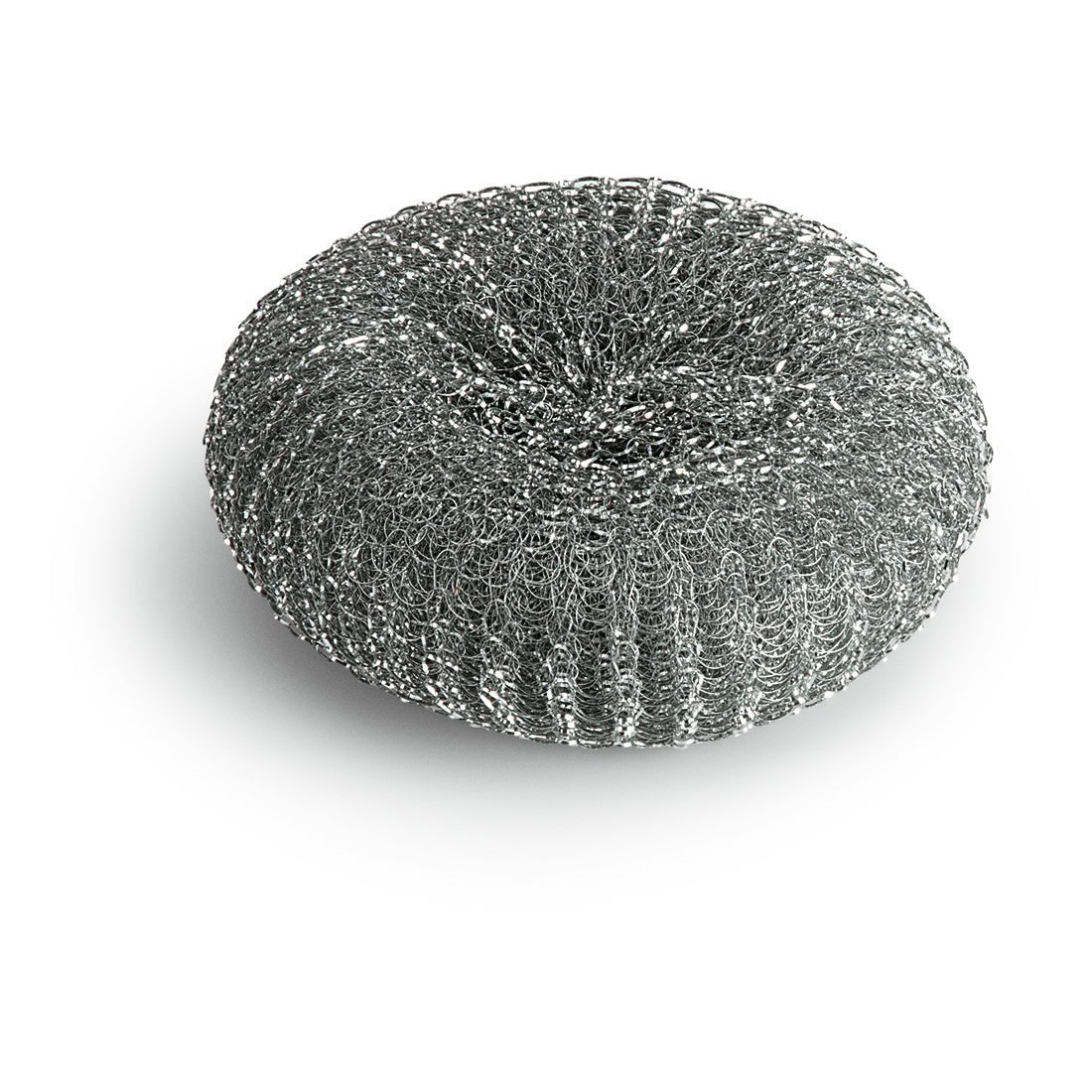 The Nölle Profi Brush metal pot cleaner (60 g) from Nölle Profi Brush Bürsten- & Pinseltechnik e.K. is depicted on a white surface and has a dense, twisted metal structure - ideal for cleaning pots and pans.
