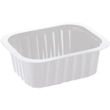 The PP dish White PP 138x114 from Duni GmbH is a simple, rectangular white food tray with ribbed sides and rounded corners, depicted on a white background.