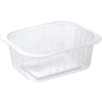 The PP bowl Transparent PP 138x114 from Duni GmbH is a clear, rectangular food container with slightly ribbed sides and a wide, flat rim, shown on a white background.