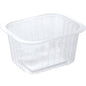 The Duni GmbH PP bowl Transparent PP 138x114 is a clear, rectangular container with rounded corners and ribbed sides - ideal for visible food storage.
