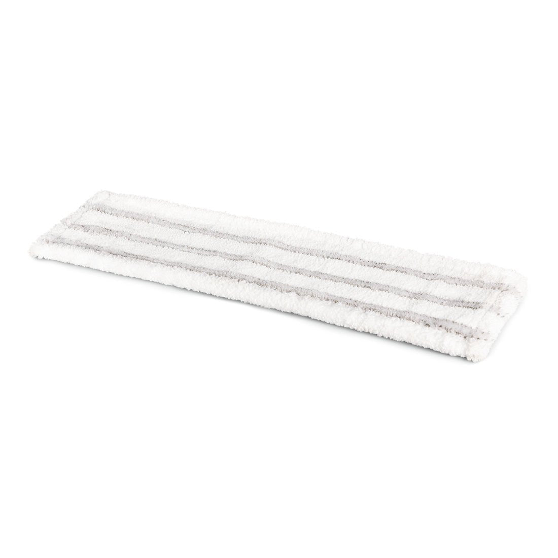 The Nölle Profi Brush microfiber replacement cover for floor wipers (55 cm, 1 piece) from Nölle Profi Brush Bürsten- & Pinseltechnik e.K. is a rectangular, white replacement cover with two light gray stripes, lying flat on a white background.