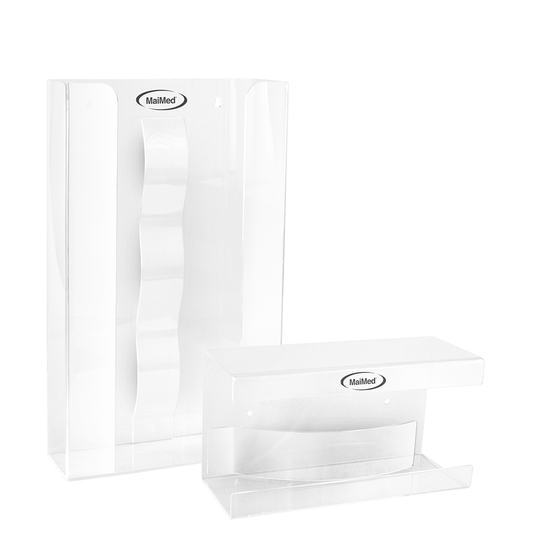 MaiMed wall holder for glove boxes with spring made of acrylic - dimensions: 246x106x135mm - pack of 1 | Pack (1 piece)