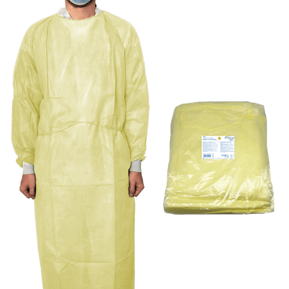 MaiMed-Coat ViruGuard, protective gown made of fleece, yellow BW cuffs, 140x140cm, 10 pieces/pack Series: Protect | Pack (10 pieces)