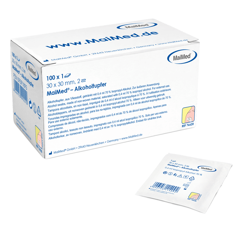 Meditrade alcohol swab 30 x 30 mm white non -woven fabric two -layer | Box (100 pieces)