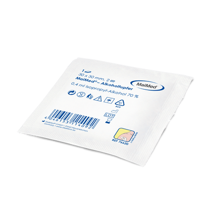 Meditrade alcohol swab 30 x 30 mm white non -woven fabric two -layer | Box (100 pieces)
