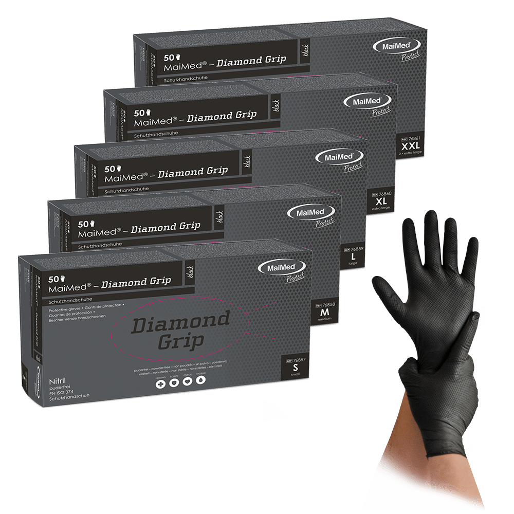 MaiMed-Diamond Grip black, non-sterile, pf latex-free nitrile glove