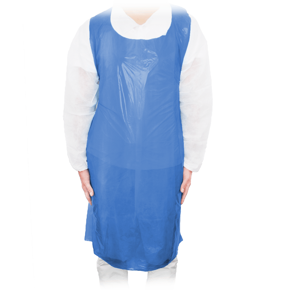 MaiMed-Apron Light PE, apron made of PE 75x120cm blue, 100 pieces/pack, blocked, smooth surface | Pack (100 pieces)