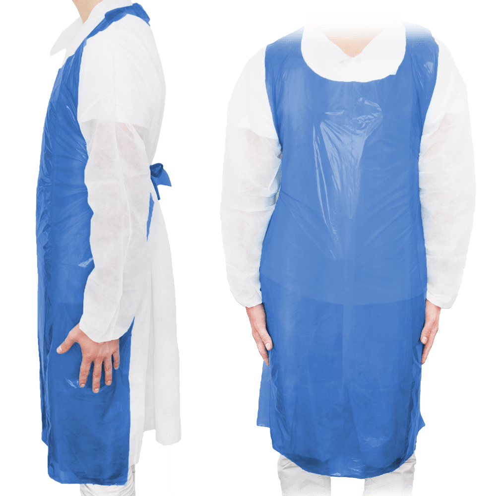 MaiMed-Apron Light PE, apron made of PE 75x120cm blue, 100 pieces/pack, blocked, smooth surface | Pack (100 pieces)