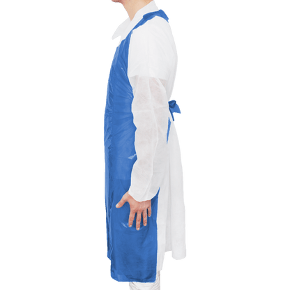 MaiMed-Apron Light PE, apron made of PE 75x120cm blue, 100 pieces/pack, blocked, smooth surface | Pack (100 pieces)