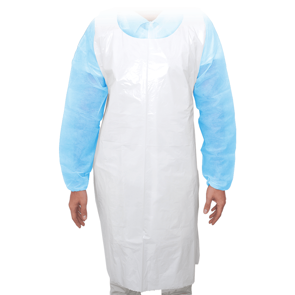MaiMed-Apron Light PE, apron made of PE 75x120cm white, 100 pieces/pack, blocked, smooth surface | Pack (100 pieces)