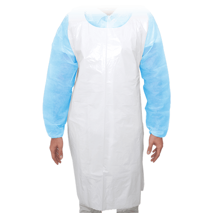 MaiMed-Apron Light PE, apron made of PE 75x120cm white, 100 pieces/pack, blocked, smooth surface | Pack (100 pieces)