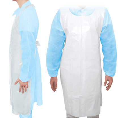 MaiMed-Apron Light PE, apron made of PE 75x120cm white, 100 pieces/pack, blocked, smooth surface | Pack (100 pieces)