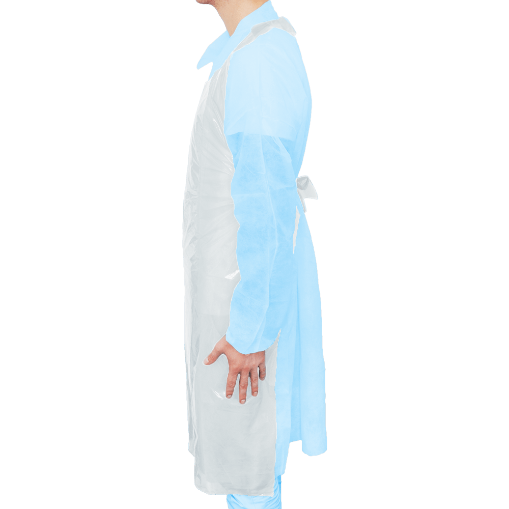 MaiMed-Apron Light PE, apron made of PE 75x120cm white, 100 pieces/pack, blocked, smooth surface | Pack (100 pieces)