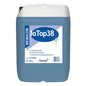 A 10-liter container of Reinilon Ja-Top 38 Industrial Cleaner from Diversey Deutschland GmbH & Co. OHG features a blue liquid, an eco-friendly formula, and a label with product information and a barcode on the front.