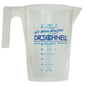 The Dr. Schnell DR.SCHNELL measuring cup from DR.SCHNELL GmbH & Co. KGaA features a handle, spout, blue ml marking, and logo - ideal as a dosing aid for accurate measurement of cleaning agents.