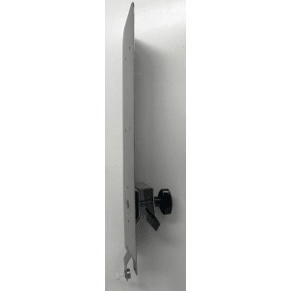A Dr. Schnell tube holder for V10 dispensers (accessory for dosing systems, 1 piece) from DR.SCHNELL GmbH & Co. KGaA is mounted vertically on a white wall and equipped with a black button and latch; the photo shows the accessory from the side.