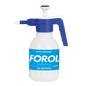 The DR.SCHNELL sprayer 1.5 liters, empty dosing aids from DR.SCHNELL GmbH & Co. KGaA is a white plastic sprayer with a blue handle and nozzle, ideal for precise cleaning tasks.