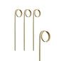On a white background stand four PAPSTAR 100 finger food picks "pure" made of high-quality plastic with a pointed end and loop from PAPSTAR GmbH – ideal for parties and events.