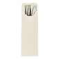 Pictured is a set of 100 cutlery bags (23.5 x 7.3 cm) from PAPSTAR GmbH with colorful bistro napkins, partially open, so that the cutlery inside is revealed – perfect for the catering sector.