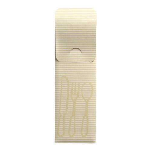 The PAPSTAR 100 cutlery bags (23.5 x 7.3 cm) of PAPSTAR GmbH present themselves in a beige-white striped design with cutlery contour, including a colorful bistro napkin – ideal for catering use.