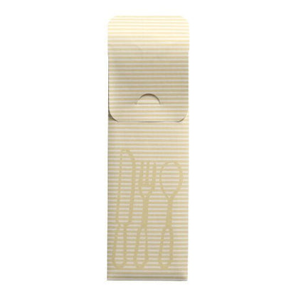 The PAPSTAR 100 cutlery bags (23.5 x 7.3 cm) of PAPSTAR GmbH present themselves in a beige-white striped design with cutlery contour, including a colorful bistro napkin – ideal for catering use.