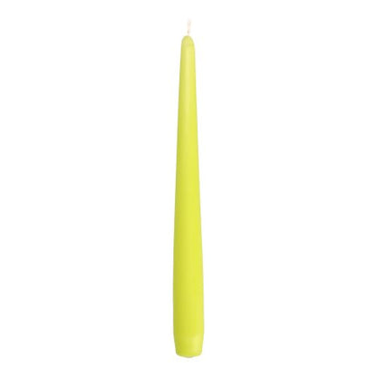 A single, unlit Starpak 50 taper candle (light green, paraffin, 2.2 cm diameter, 25 cm tall) with a pointed tip and a slightly wider base stands against a plain white background.
