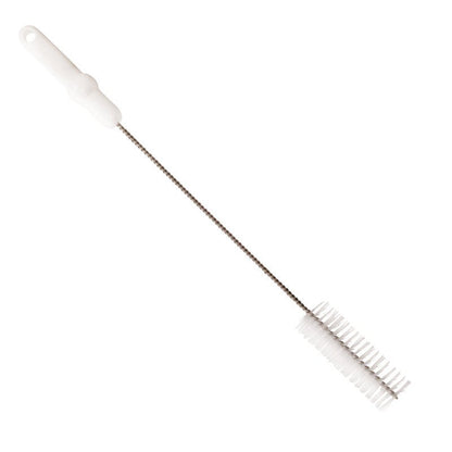 The Haug Bürsten KG Haug pipe brush with V2A stainless steel wire PBT medium 500 x Ø40 mm, in white, has stiff bristles and a long stainless steel handle for easy gripping - perfect for hygienic pipe cleaning. Simple white background.