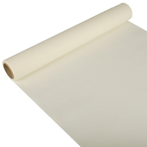 The PAPSTAR table runner, Tissue “ROYAL Collection” (3 m x 40 cm) from PAPSTAR GmbH is a simple, cream-colored table runner – partially unrolled, with visible core – ideal for festive occasions.