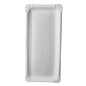 The PAPSTAR 250 plate, cardboard "pure" square white from PAPSTAR GmbH is a rectangular white plate made of eco-friendly virgin fiber board with slightly raised, decorative edges and rounded corners, depicted on a plain background.