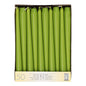 The Starpak carton contains 50 green taper candles, each 25 cm long and 2.2 cm thick, arranged vertically with uniform color and size. The packaging is labeled with a product label at the bottom. Brand: Starpak.