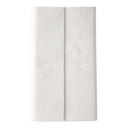 A white PAPSTAR tablecloth from the ROYAL Collection (120 x 180 cm) by PAPSTAR GmbH is folded vertically in two panels and placed on a plain white background, highlighting its high-quality design.