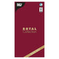 A chestnut brown rectangular package labeled "PAPSTAR tablecloth, Tissue ROYAL Collection 120 cm x 180 cm" by PAPSTAR GmbH features gold-white text, a blue round label, and a black-white certification logo - ideal for any table decoration.