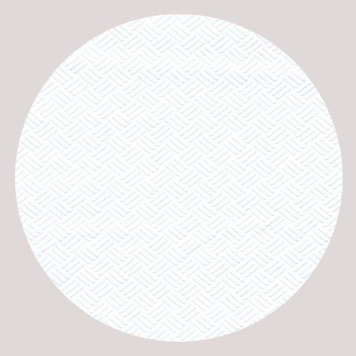 A white circle with a subtle diamond cross pattern, inspired by the PAPSTAR tablecloth (paper, white, 8 m x 118 cm), is centered on a light gray background. Thin blue lines form an even grid that reflects the design of the PAPSTAR GmbH.