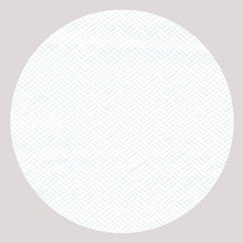 A white circle with a subtle diamond cross pattern, inspired by the PAPSTAR tablecloth (paper, white, 8 m x 118 cm), is centered on a light gray background. Thin blue lines form an even grid that reflects the design of the PAPSTAR GmbH.