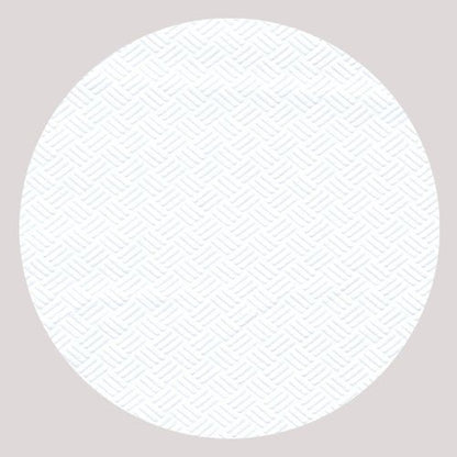 A white circle with a subtle diamond cross pattern, inspired by the PAPSTAR tablecloth (paper, white, 8 m x 118 cm), is centered on a light gray background. Thin blue lines form an even grid that reflects the design of the PAPSTAR GmbH.
