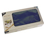 The beige box from PAPSTAR GmbH with the label “ROYAL Collection” contains 20 blue tissue table runners for table decoration in the format 80x80 cm, with a transparent window and table setting motifs on the packaging.