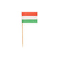 The PAPSTAR 200 decoration picks 8 cm from PAPSTAR GmbH presents a small rectangular flag with red, white, and green horizontal stripes on a wooden toothpick – ideal for finger food or stylish catering. Photographed against a plain white background.