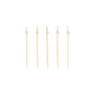 Five PAPSTAR 100 finger food - picks from PAPSTAR GmbH, each with a small clear pearl at the top end, are arranged in a straight, horizontal line on a plain white background.