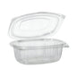 The PAPSTAR 50 gourmet and salad bowls with hinged lids, "pure" crystal-clear PLA by PAPSTAR GmbH are depicted open and empty on a white background – an excellent choice for eco-friendly packaging.
