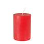 The PAPSTAR GmbH pillar candle Ø 70 mm, 100 mm made of 100% stearin is a dyed, red candle with a white wick and stands upright against a white background.