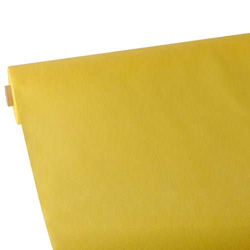 A close-up of the Starpak tablecloth, fabric-like, fleece "Soft Selection", partially unrolled and lying flat on a white background.
