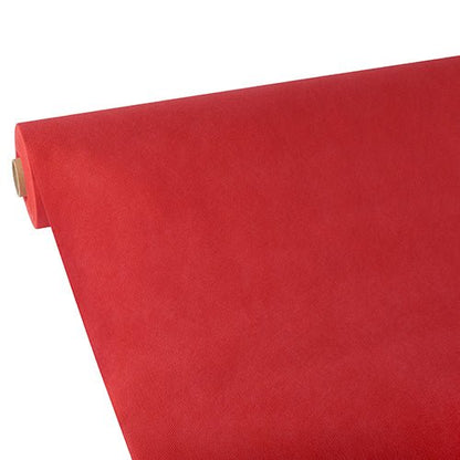 A partially unrolled roll of Starpak tablecloth, fabric-like, fleece "Soft Selection" from Starpak on a white background highlights the texture and thickness of the fabric.