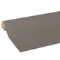 A large roll of "ROYAL Collection" tablecloth from PAPSTAR GmbH in gray is partially unrolled on the side, revealing the texture, thickness, and visible cardboard tube at one end.