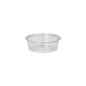 The Starpak 50 dressing cup, PP round Ø 7.1 cm transparent, is a clear, round dressing cup with a flat bottom and angled sides - perfect for catering service.
