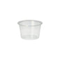 A transparent Starpak 50 dressing cup, PP round Ø 7.1 cm, is empty and without a lid centered on a plain white background.