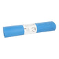 A roll of Starpak 25 garbage bags, LDPE 120 l (110 cm x 70 cm) in blue, with a white label in the middle containing product information and specifications.