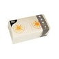 A pack of 200 high-quality, 3-ply PAPSTAR napkins (1/4-fold, 24x24 cm) from PAPSTAR GmbH with yellow sun graphics and branding. The packaging shows napkin folding symbols and size specifications.